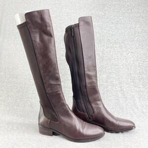 Donald J Pliner Boots Womens 6M Brown Leather Knee High Stretch Back